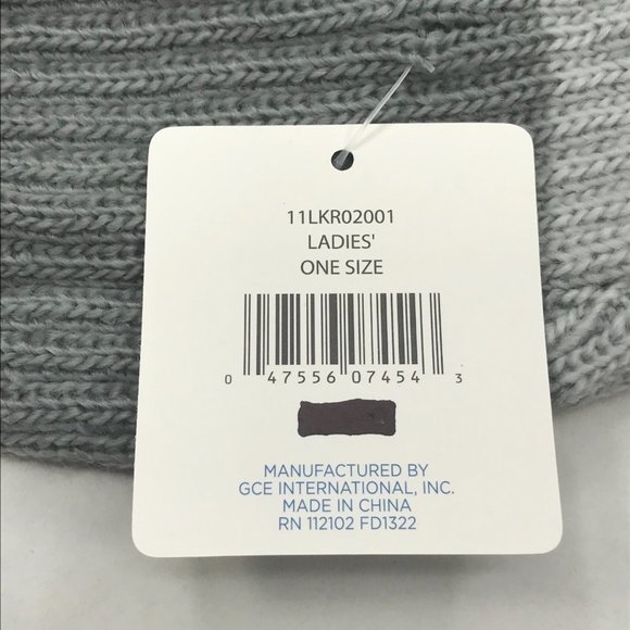 Winter Essentials Women's One Size Black/Gray Stripes Knit Beanie Hat With Pom - Picture 4 of 10